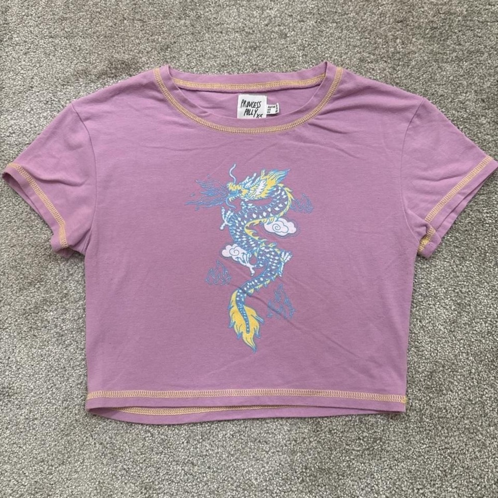 Princess Polly Pink Dragon Graphic Tee Size 8 Women's Y2K Aesthetic Top